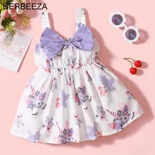 HERBEEZA Summer Baby Girl Dress Floral Print Newborn Infant Skirt For Girls Christening Gowns Princess Birthday Dress for Baby