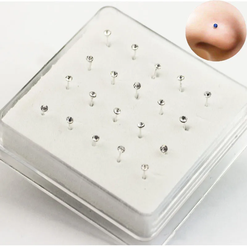 20PCS/BOX Nose Stud Pen Shape 1.5mm 2MM 2.5MM Bonded Crystal For Women Nose Piercing Jewelry Silver Ball Pin Nose Ring Stud
20PCS/BOX Nose Stud Pen Shape 1.5mm 2MM 2.5MM Bonded Crystal For Women Nose Piercing Jewelry Silver Ball Pin Nose Ring Stud