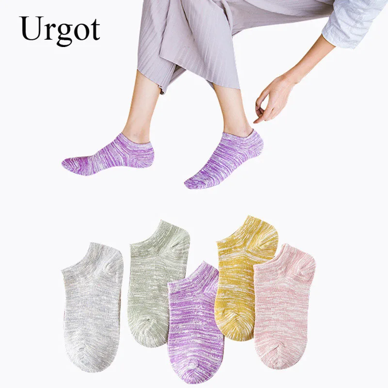 

Urgot 5 Pairs Women Short Socks Vintage Nation Style Casual Ankle Socks Women's Low Cut Absorb Sweat Female Boat Socks Meias