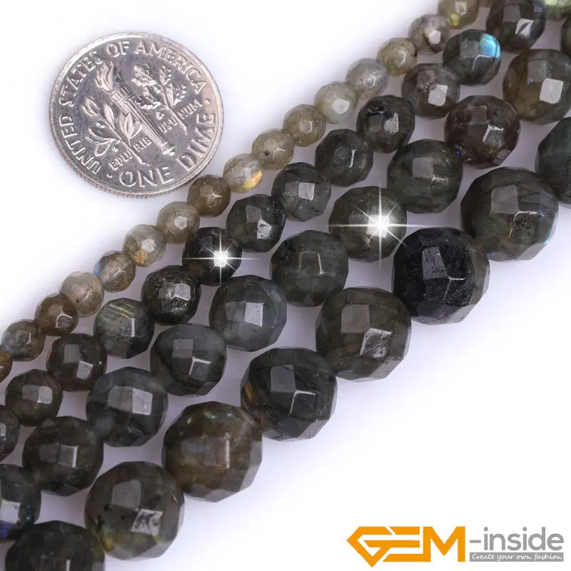 

Natural Rainbow Labradorite Semi Precious Gem Stone Round Faceted Bead For Jewelry Making Strand 15 inch DIY Jewelry Beads