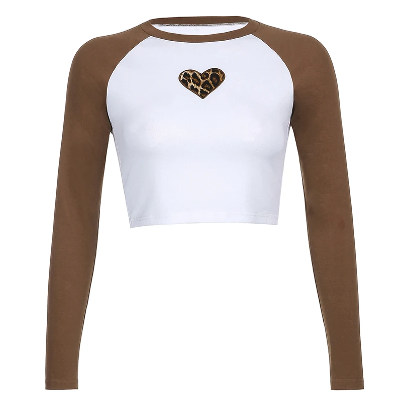 YICIYA 2021 Patchwork Leopard Heart Long Sleeve Cropped Tshirt Casual Skinny Basic T-shirt Women Autumn Cotton Tee Shirt Femme
YICIYA 2021 Patchwork Leopard Heart Long Sleeve Cropped Tshirt Casual Skinny Basic T-shirt Women Autumn Cotton Tee Shirt Femme