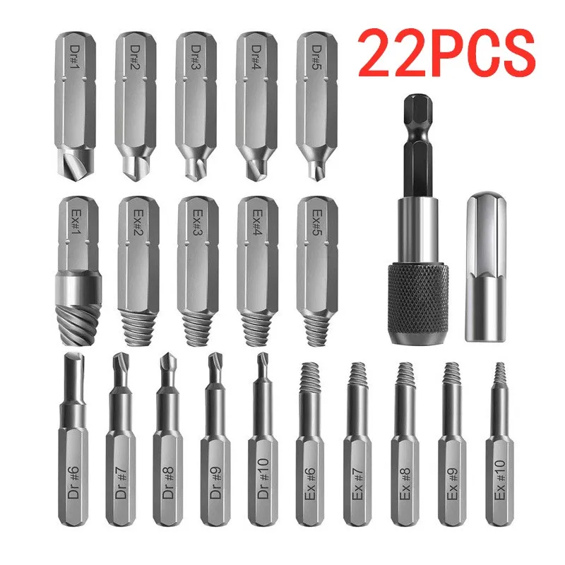 22Pcs Screw Extractor Screw Removal Auxiliary Drill Used To Remove Damaged Screws And Bolts Screw Puller Kit Woodworking Tools
22Pcs Screw Extractor Screw Removal Auxiliary Drill Used To Remove Damaged Screws And Bolts Screw Puller Kit Woodworking Tools