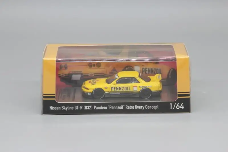 1:64 NISSAN SKYLINE GT-R R32 желтый литье металла сплава игрушечные машинки модели