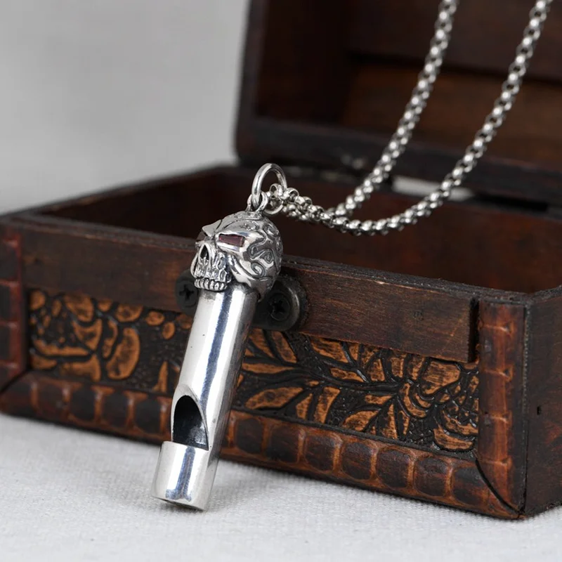 925 Sterling Silver Skull Whistle Necklace Pendant Male And Female Fine Jewelry Punk Hip-hop Pendants Without Chain 
925 Sterling Silver Skull Whistle Necklace Pendant Male And Female Fine Jewelry Punk Hip-hop Pendants Without Chain