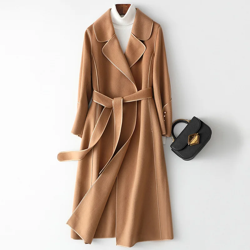 New Double-faced Cashmere Coat Women Autumn Winter 2021 Elegant Fashion Solid Color Turn-down Collar Belt Wool Coat
New Double-faced Cashmere Coat Women Autumn Winter 2021 Elegant Fashion Solid Color Turn-down Collar Belt Wool Coat