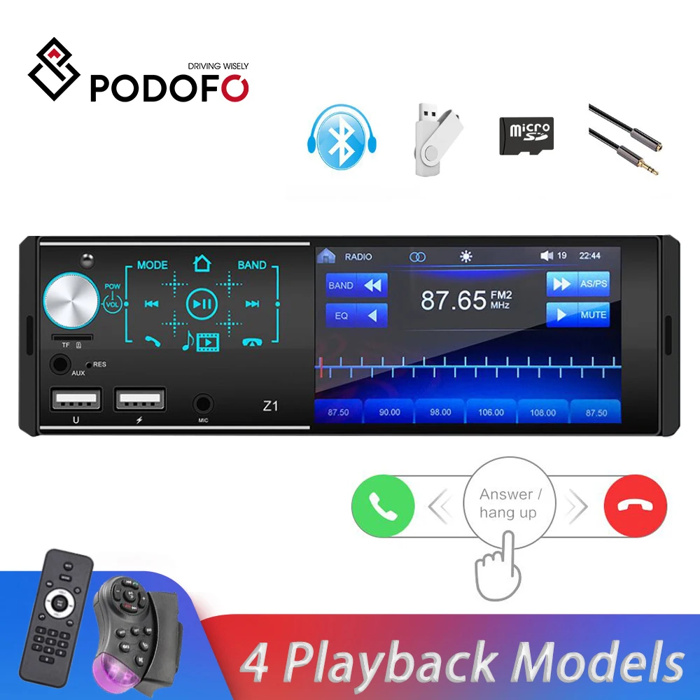 Podofo 1 Din Car Radio Stereo Autoradio Bluetooth FM Wireless SWC Remote Mirror Link Phone Charging USB/TF Card/Aux
Podofo 1 Din Car Radio Stereo Autoradio Bluetooth FM Wireless SWC Remote Mirror Link Phone Charging USB/TF Card/Aux