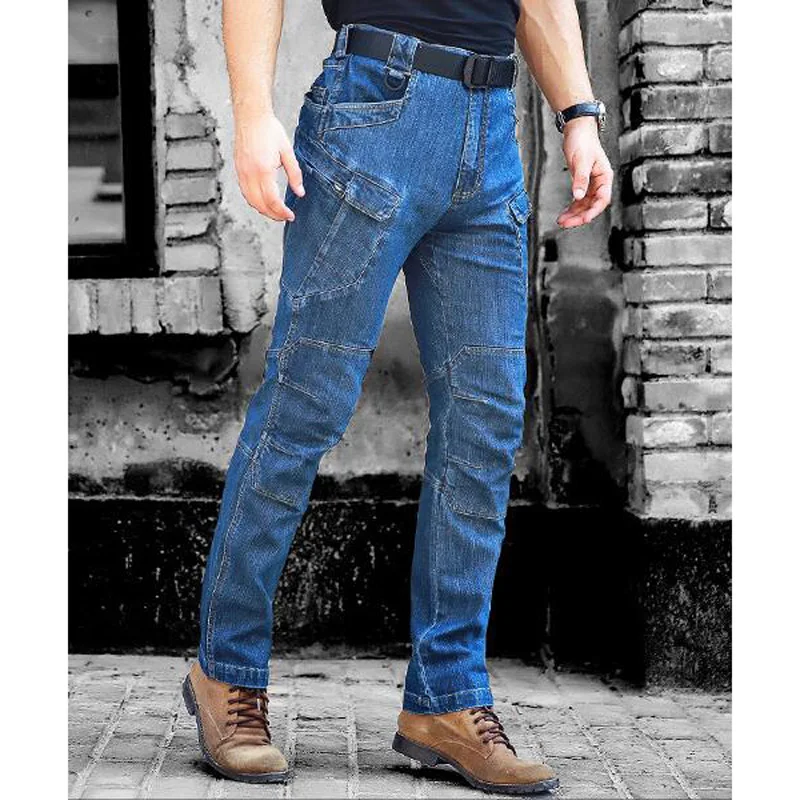 Men Tactical Denim Pants Jeans Trousers Comfortable length pants multi pockets commuter men Jeans 
Men Tactical Denim Pants Jeans Trousers Comfortable length pants multi pockets commuter men Jeans