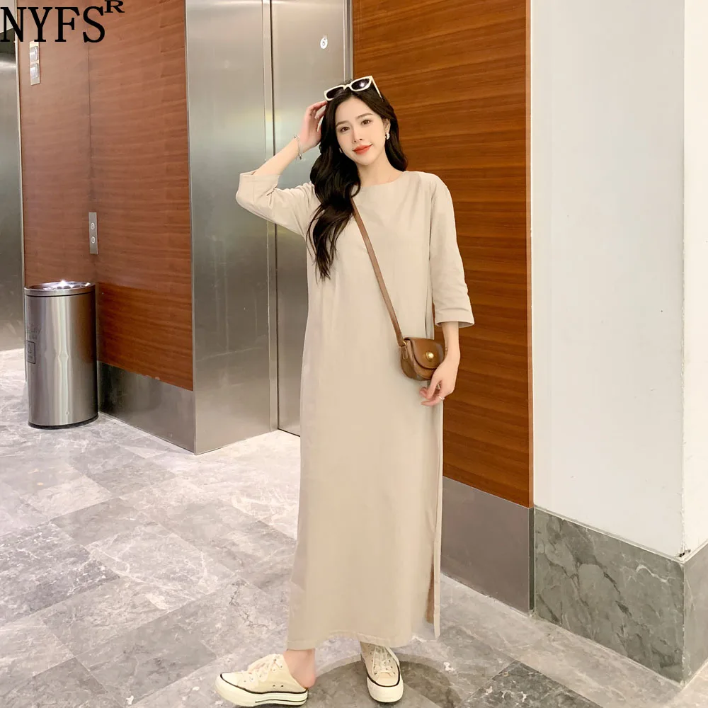 NYFS 2022 New Summer Korea Loose Cotton Woman Dress Vestidos Robe Elbise Fashion Plus Size Split Long Dresses
NYFS 2022 New Summer Korea Loose Cotton Woman Dress Vestidos Robe Elbise Fashion Plus Size Split Long Dresses