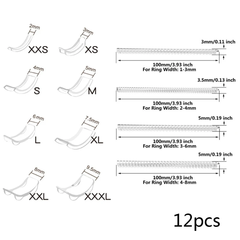 12 Pcs/Set Silicone Invisible Clear Ring Size Adjuster Guard Tightener Resizing Jewelry Tools Resizer Loose Rings Reducer E56F
12 Pcs/Set Silicone Invisible Clear Ring Size Adjuster Guard Tightener Resizing Jewelry Tools Resizer Loose Rings Reducer E56F