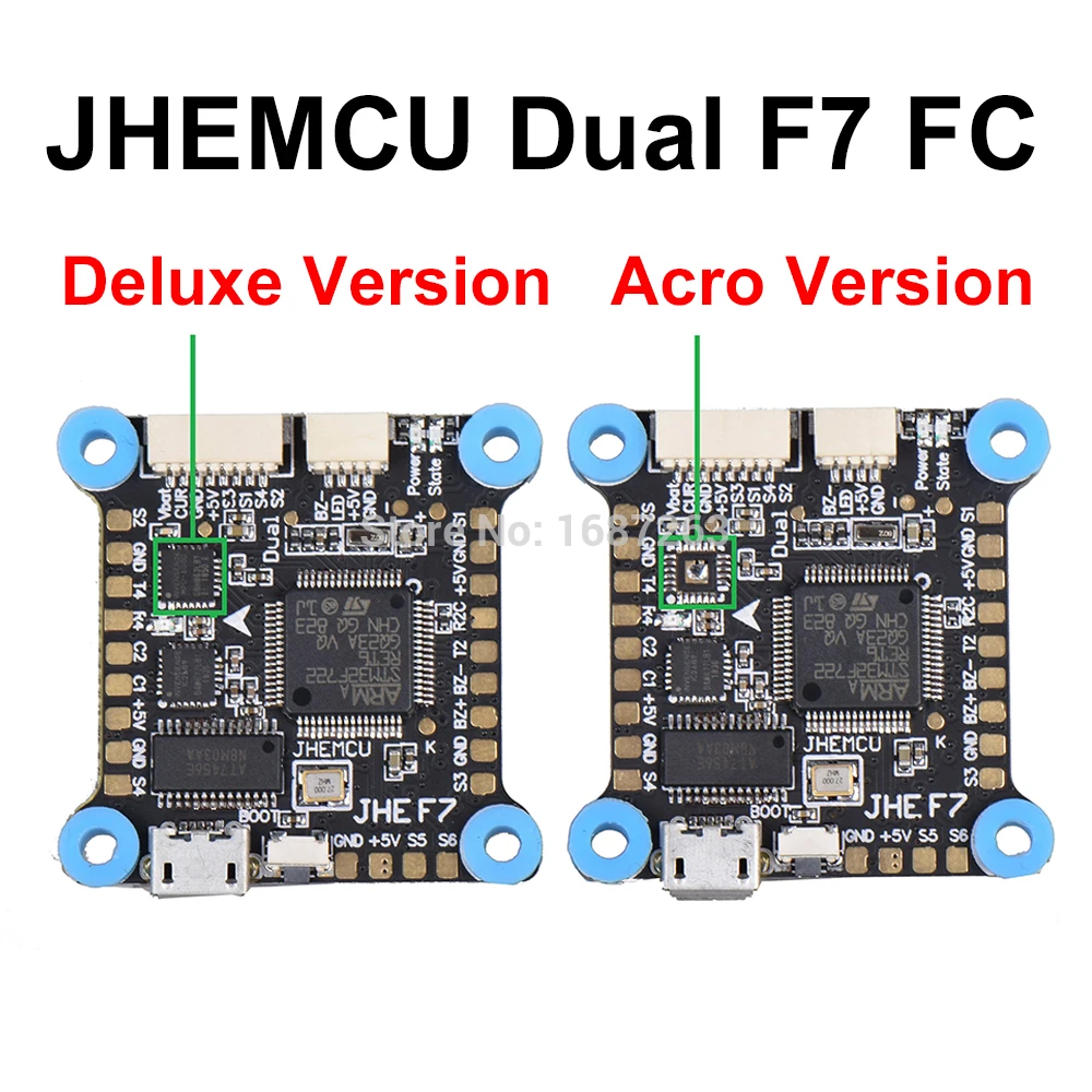 JHEMCU двойной гироскоп F7 Контроллер полета AIO OSD 5V 8V BEC & Black Box 2 6S для