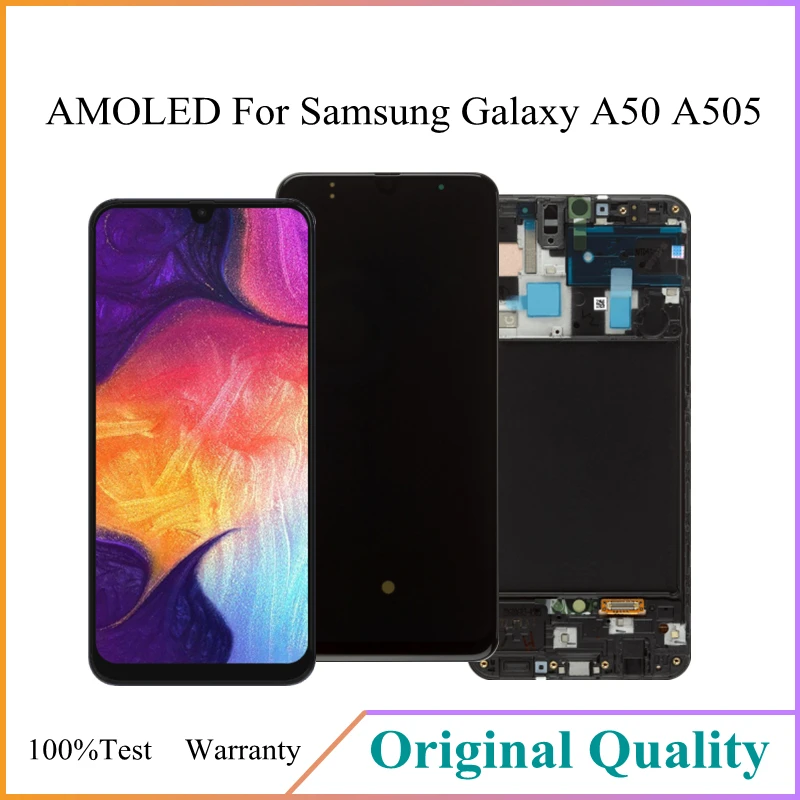 

Оригинальный AMOLED ЖК-дисплей для Samsung Galaxy A50 2019 A505F дисплей сенсорный экран дигитайзер в сборе с заменой рамки