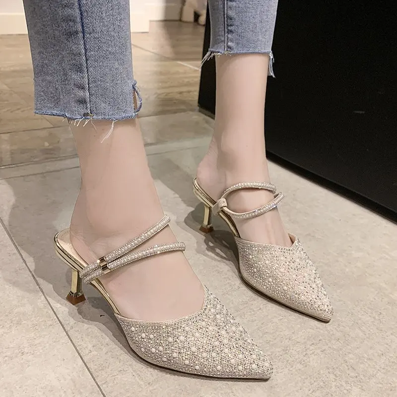 Women's Sandals 2021 Summer New Rhinestone Pointed Toe Two-Way Elegant Lady Stiletto Sandals High Heels
Women's Sandals 2021 Summer New Rhinestone Pointed Toe Two-Way Elegant Lady Stiletto Sandals High Heels