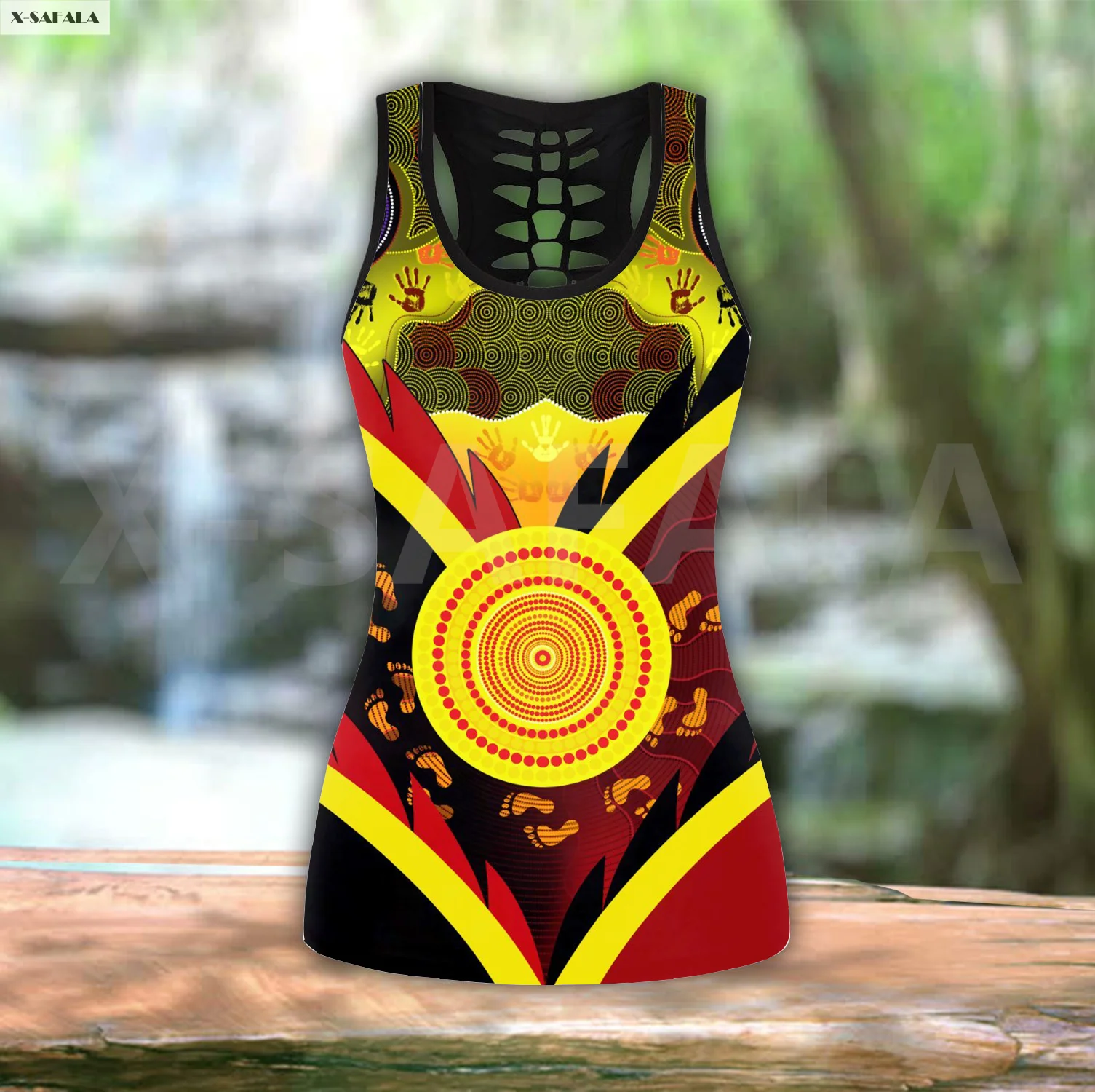 Sun Pot Art Aboriginal Culture Two Piece Yoga Set Women 3D Print Vest Hollow Out Tank Top High Waist Legging Summer Casual Sport 
Sun Pot Art Aboriginal Culture Two Piece Yoga Set Women 3D Print Vest Hollow Out Tank Top High Waist Legging Summer Casual Sport