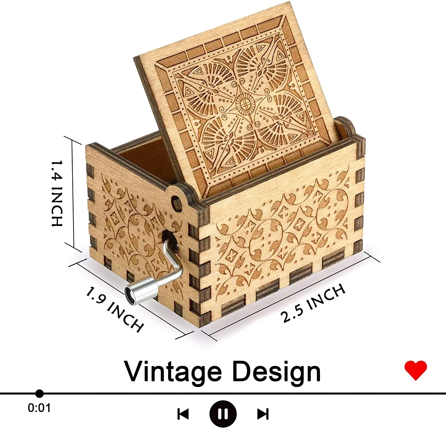 Hand Crank Music Box Wooden Vintage Engraved Small Musical Box For Birthday Valentines Day Mother's Day Musical Box Gift
Hand Crank Music Box Wooden Vintage Engraved Small Musical Box For Birthday Valentines Day Mother's Day Musical Box Gift