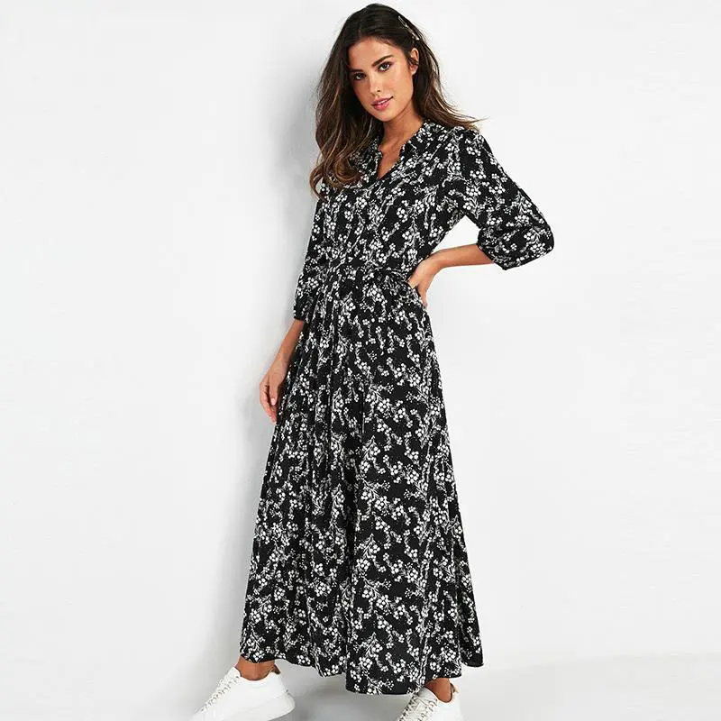 Shimai 2021Vintage Floral Print Maxi Dress Women Boho Three Quarter Sleeve Long Dress Turn Down Collar Casual Shirt Dresses Robe
Shimai 2021Vintage Floral Print Maxi Dress Women Boho Three Quarter Sleeve Long Dress Turn Down Collar Casual Shirt Dresses Robe