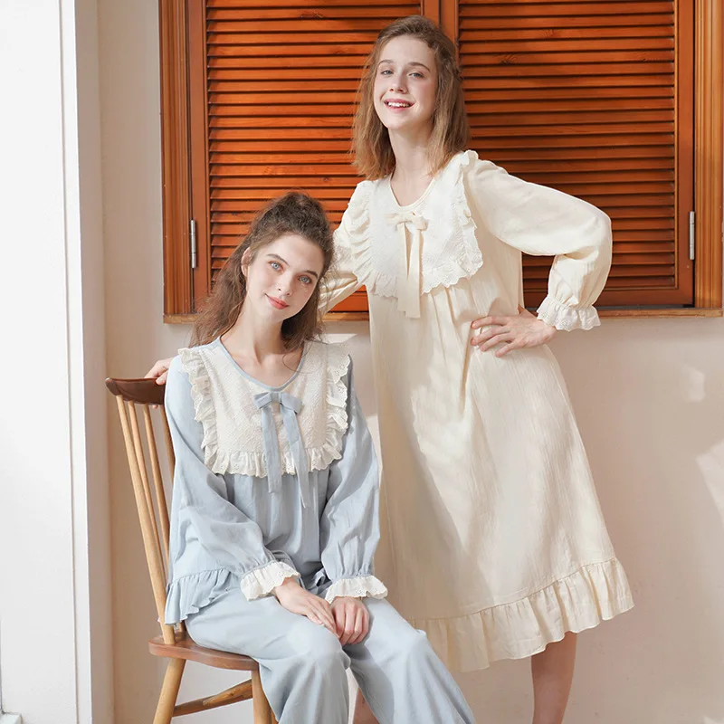 Long-Sleeved Pajamas Women's Spring And Autumn Pure Cotton Retro Palace Style Lively And Sweet Princess Home Service Suit
Long-Sleeved Pajamas Women's Spring And Autumn Pure Cotton Retro Palace Style Lively And Sweet Princess Home Service Suit