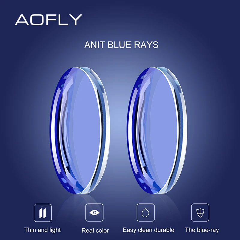 

AOFLY Blue Light Blocking Lenses 1.56 1.61 1.67 1.74 Optical Prescription Glasses Lens Myopia Hyperopia Thin Progressive Lenses