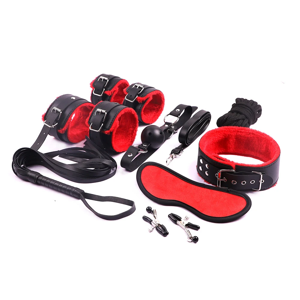 BDSM Sex Bondage Kit Toy Adult Toys Starter Set Flirt Games Handcuffs Whip Nipples Blindfold Sexe Jouets bdsm Acessorios | Красота и