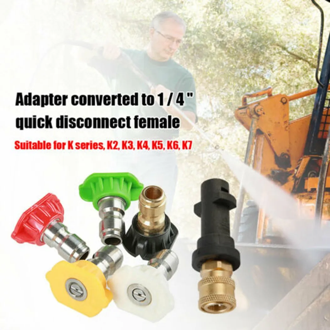 1/4 Quick Connector Pressure Washer Adapter +5 Nozzles Tips For Karcher K2 K3 K4 K5 K6 K7 Pressure Washers Garden Watering Tool
1/4 Quick Connector Pressure Washer Adapter +5 Nozzles Tips For Karcher K2 K3 K4 K5 K6 K7 Pressure Washers Garden Watering Tool