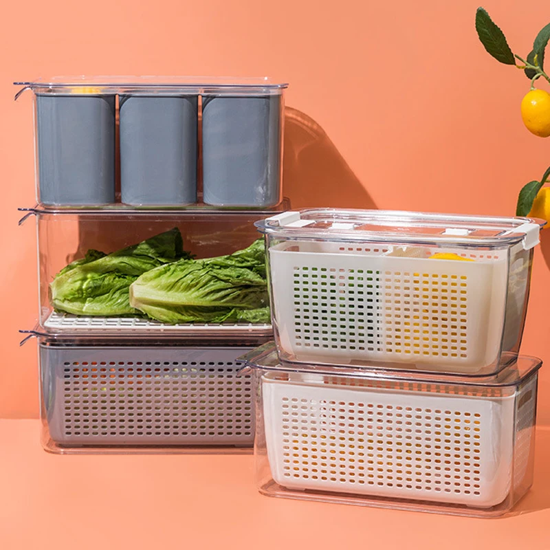 New Refrigerator PP Plastic Fresh Box Creative Drain Fruit And Vegetable food Storage Double Sealed Kitchen Basket
New Refrigerator PP Plastic Fresh Box Creative Drain Fruit And Vegetable food Storage Double Sealed Kitchen Basket