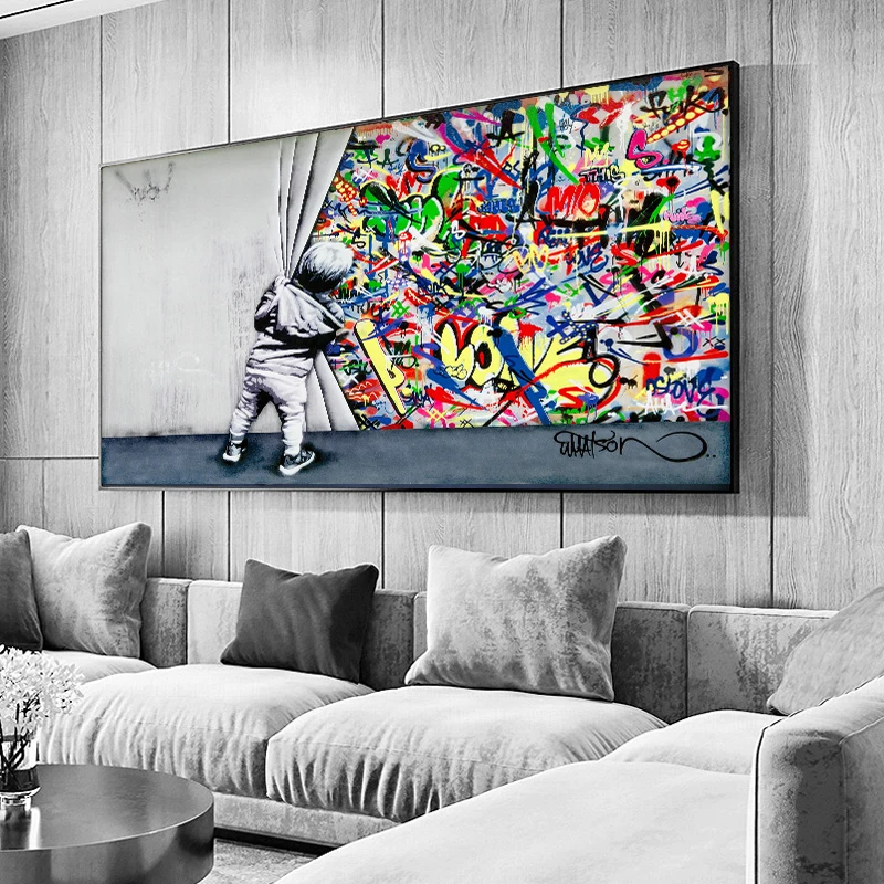Wall Art Kids Behind The Curtain Graffiti Art Painting On Canvas Poster Prints Street Wall Picture For Living Room Cuadros Decor
Wall Art Kids Behind The Curtain Graffiti Art Painting On Canvas Poster Prints Street Wall Picture For Living Room Cuadros Decor
