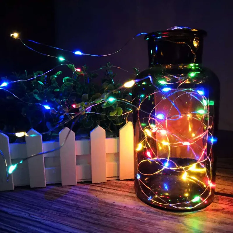 1PC 2/5/10M Copper Wire LED String lights Holiday lighting Fairy Garland For Christmas Tree Wedding Party Decoration Lamp CR2032 | Лампы и