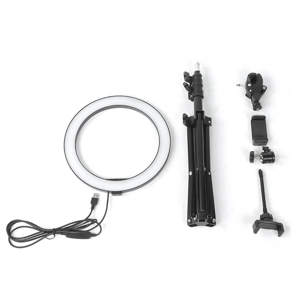 10 Inch Dimmable LED Ring Fill Light USB Camera Video Lamp with 1.2m Tripod Phone Clip Set
10 Inch Dimmable LED Ring Fill Light USB Camera Video Lamp with 1.2m Tripod Phone Clip Set