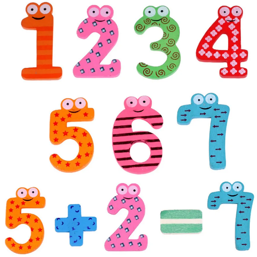 

15Pcs/set Montessori Wooden Refrigerator Magnetic Fridge Stickers Learning Number Magnets Figure Sticker Math Toys for Children