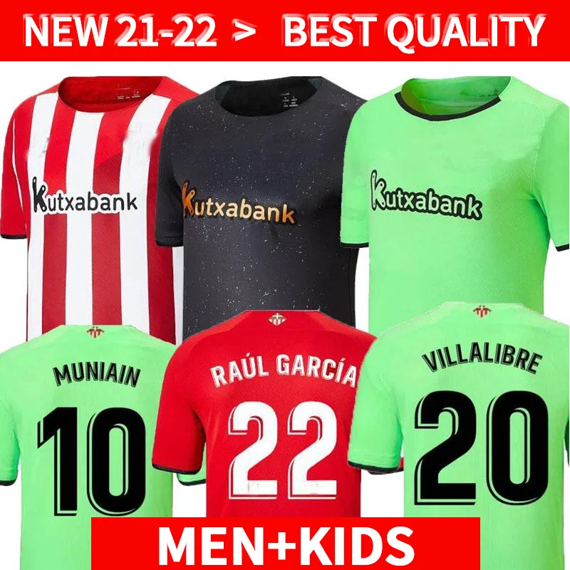 

21 22 Bilbao Club Soccer Jersey Athletic RAUL GARCIA BERENGUER WILLIAMS 2021 2022 football shirt goalkeeper kids kit Children's