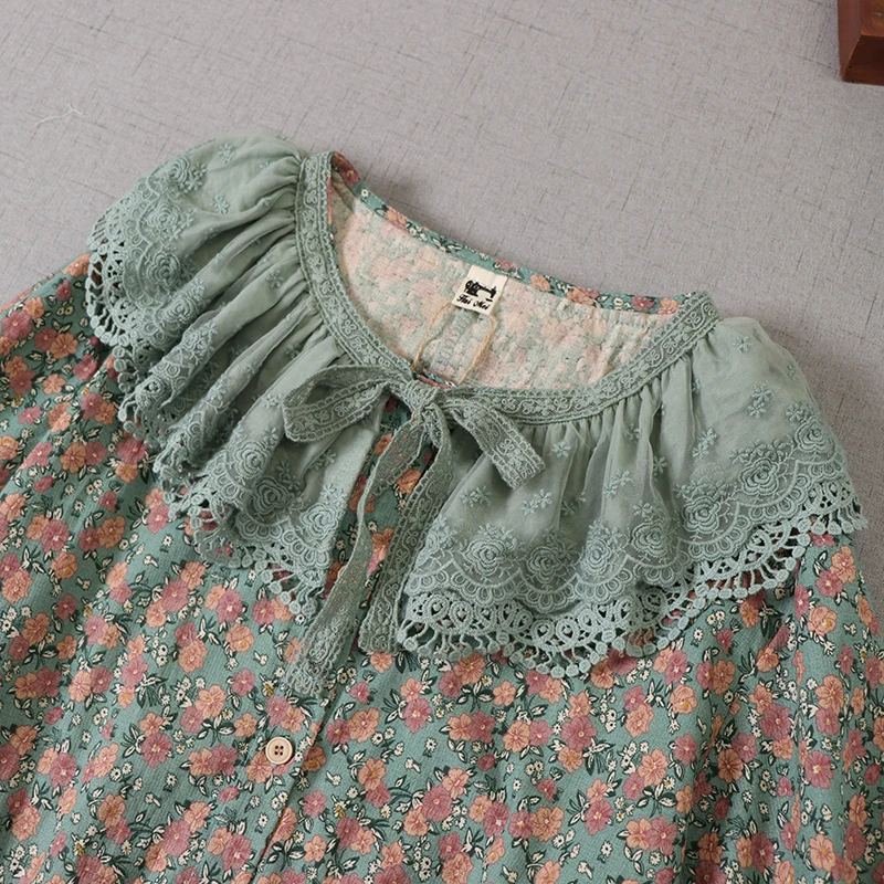 Japan Style Mori Girl Literature Floral Print Dress Lace Ruffle Collar Short Sleeve Cotton linen Midi Dress
Japan Style Mori Girl Literature Floral Print Dress Lace Ruffle Collar Short Sleeve Cotton linen Midi Dress