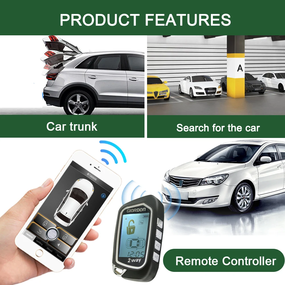 2 Way Car Alarm System 1600 feet Range With LCD Display Remote Engine Start Starter Tilt Sensor for Smart Key or Phone Control
2 Way Car Alarm System 1600 feet Range With LCD Display Remote Engine Start Starter Tilt Sensor for Smart Key or Phone Control