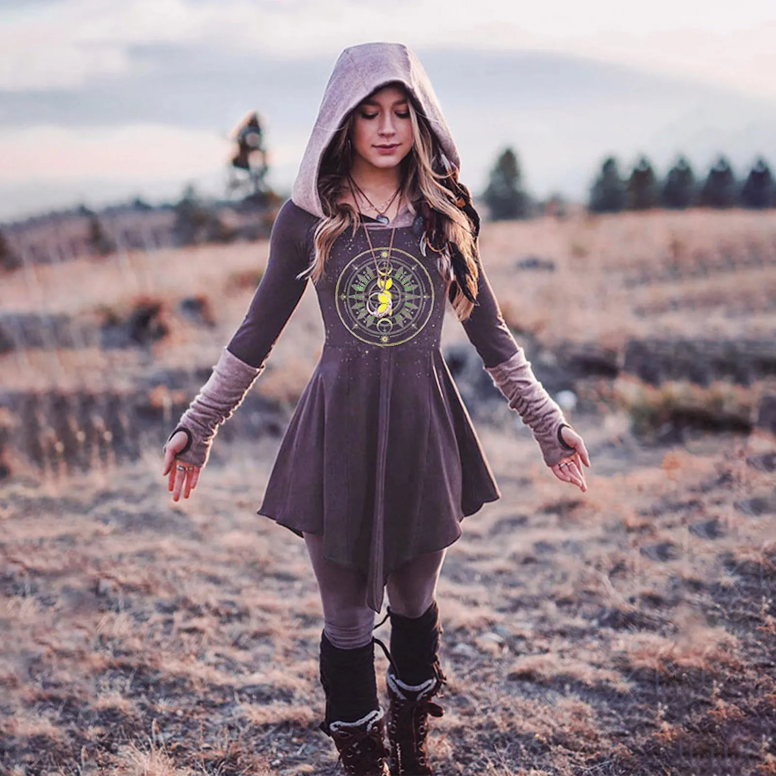 Fashion Women's Casual Gothic Retro Moon Printed Long Sleeve Splicing Hooded Irregular Party Cosplay Mini Dress Vestidos#g3
Fashion Women's Casual Gothic Retro Moon Printed Long Sleeve Splicing Hooded Irregular Party Cosplay Mini Dress Vestidos#g3