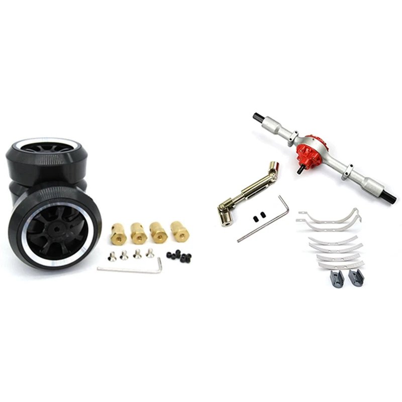 2 комплекта радиоуправляемых автомобильных запчастей: 1 набор мостов с амортизационными листовыми пружинами, подвеской и 1 комплект колесны... 
2 комплекта радиоуправляемых автомобильных запчастей: 1 набор мостов с амортизационными листовыми пружинами, подвеской и 1 комплект колесны...