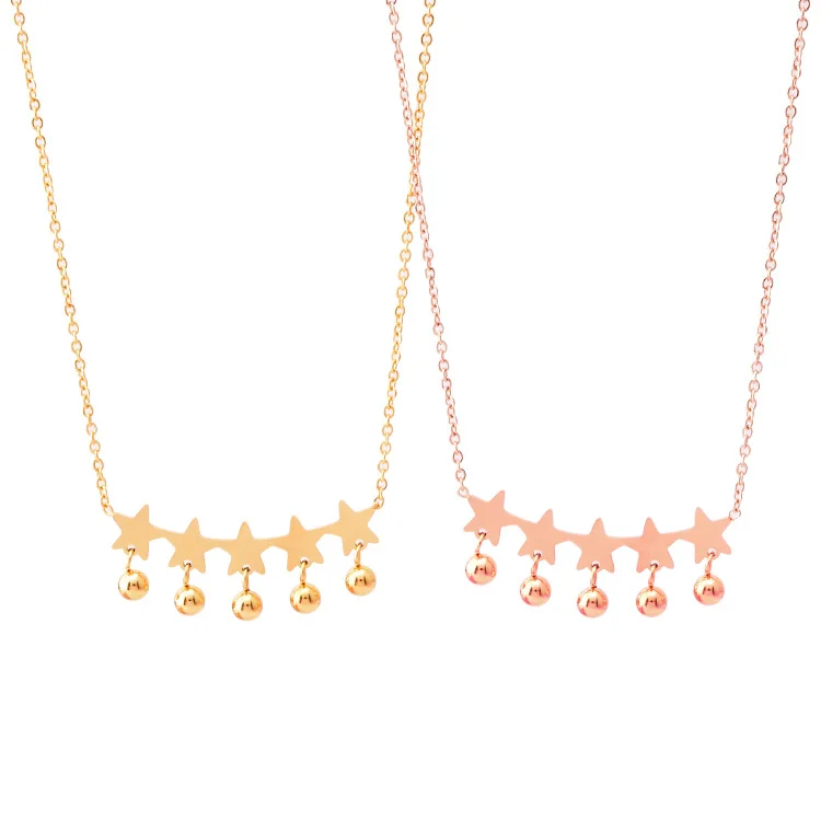 Fashion temperament five-pointed star round bead necklace wild short clavicle chain stainless steel jewelry hot sale
Fashion temperament five-pointed star round bead necklace wild short clavicle chain stainless steel jewelry hot sale
