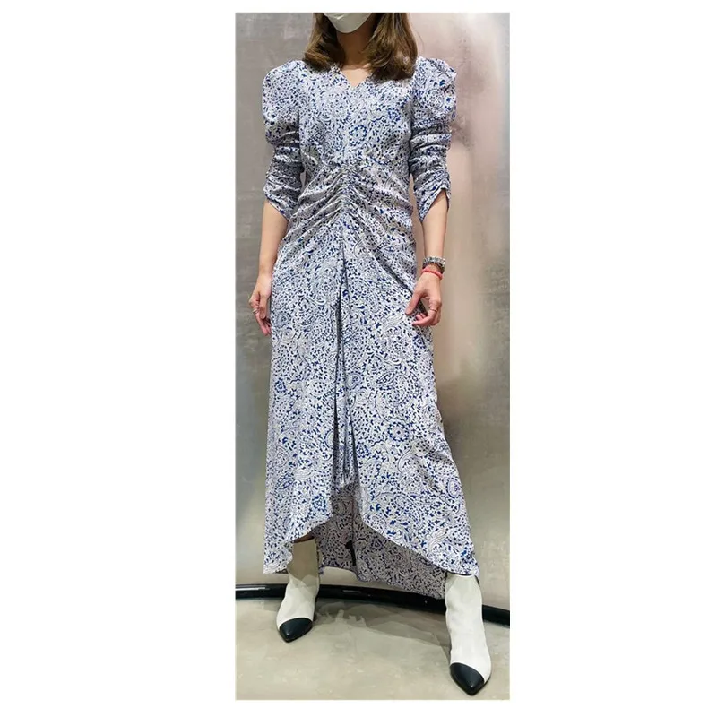 2021 Early Spring Women Silk Midi Dress Lady V-Neck Pleated Irregular Slim Waist Female Vintage Long Dresses
2021 Early Spring Women Silk Midi Dress Lady V-Neck Pleated Irregular Slim Waist Female Vintage Long Dresses