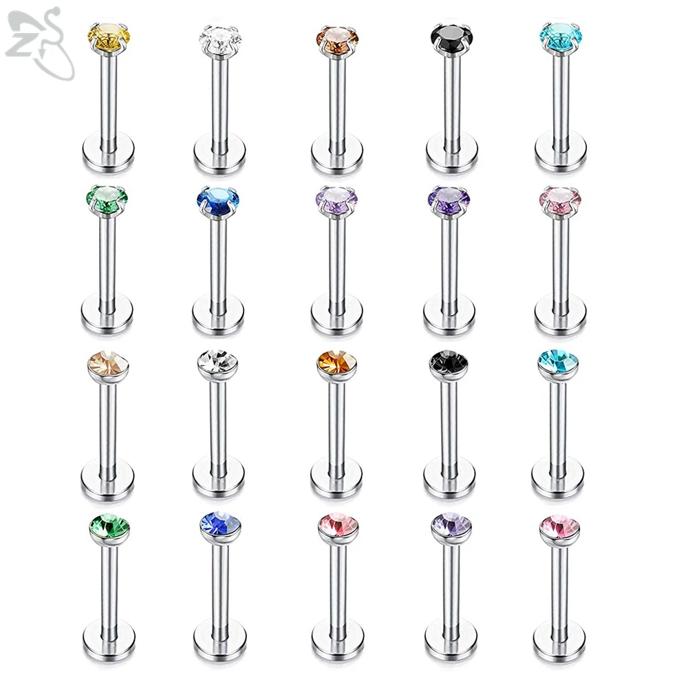 ZS 20 Pcs/lot 16G Crystal Zircon Labret Lip Rings Stainless Steel Internally Threaded Labret Piercings Unisex Cartilage Piercing
ZS 20 Pcs/lot 16G Crystal Zircon Labret Lip Rings Stainless Steel Internally Threaded Labret Piercings Unisex Cartilage Piercing