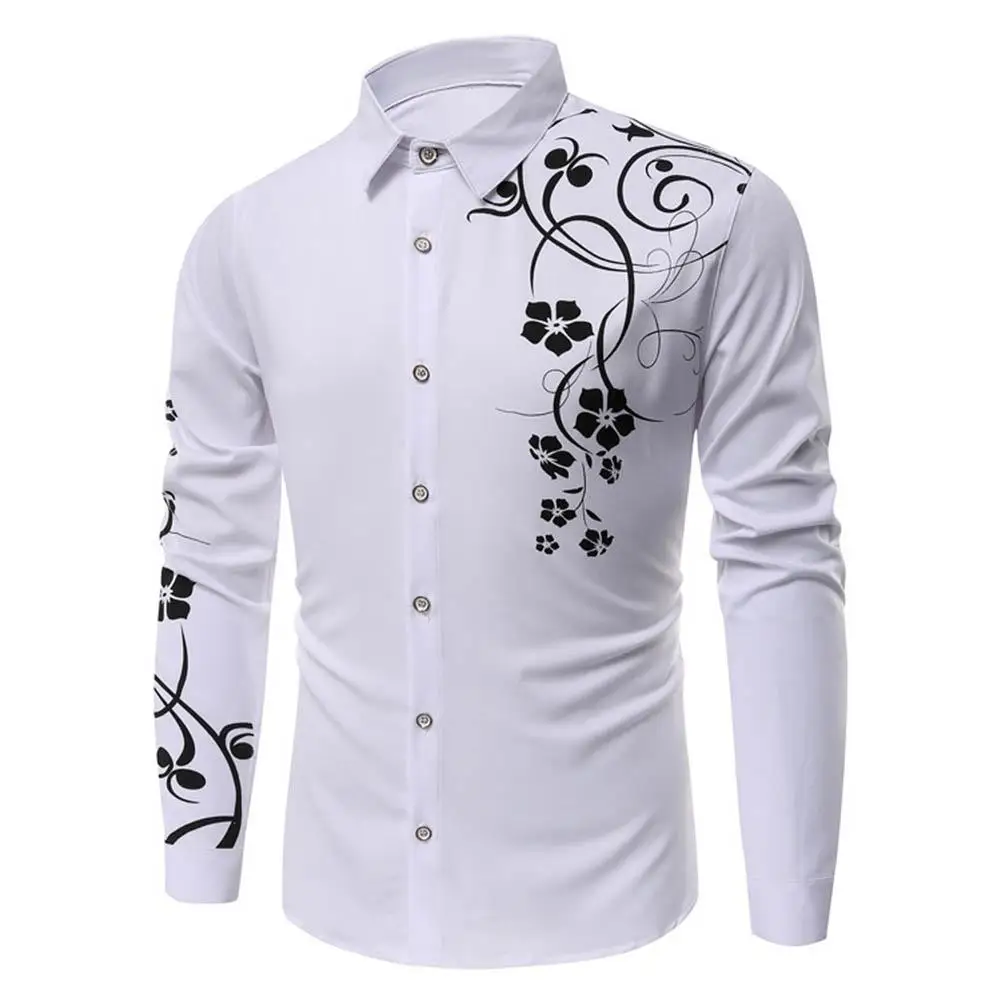 Фото Большие размеры модная мужская рубашка с цветочным принтом на - купить