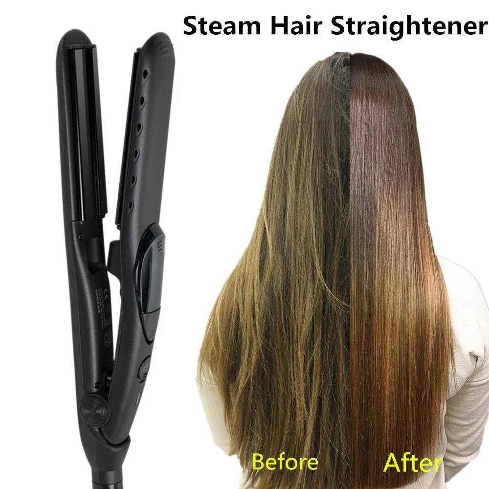 

Ceramic Vapor Steam Hair Straightener Curler Steamer Professional Straightening Curling Flat Iron Steam Styling Tool Fast Heat