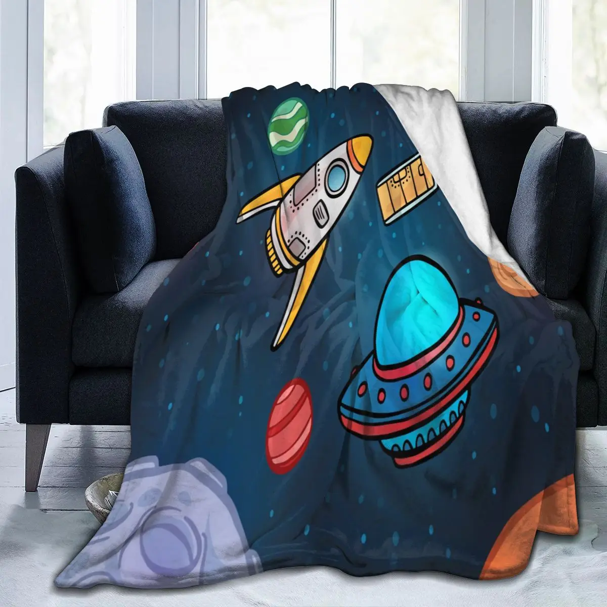 Manta de franela de dibujos animados de nave espacial, ligera, fina, lavado mecánico, mantas suaves y cálidas para sofá, cama, r
Manta de franela de dibujos animados de nave espacial, ligera, fina, lavado mecánico, mantas suaves y cálidas para sofá, cama, r