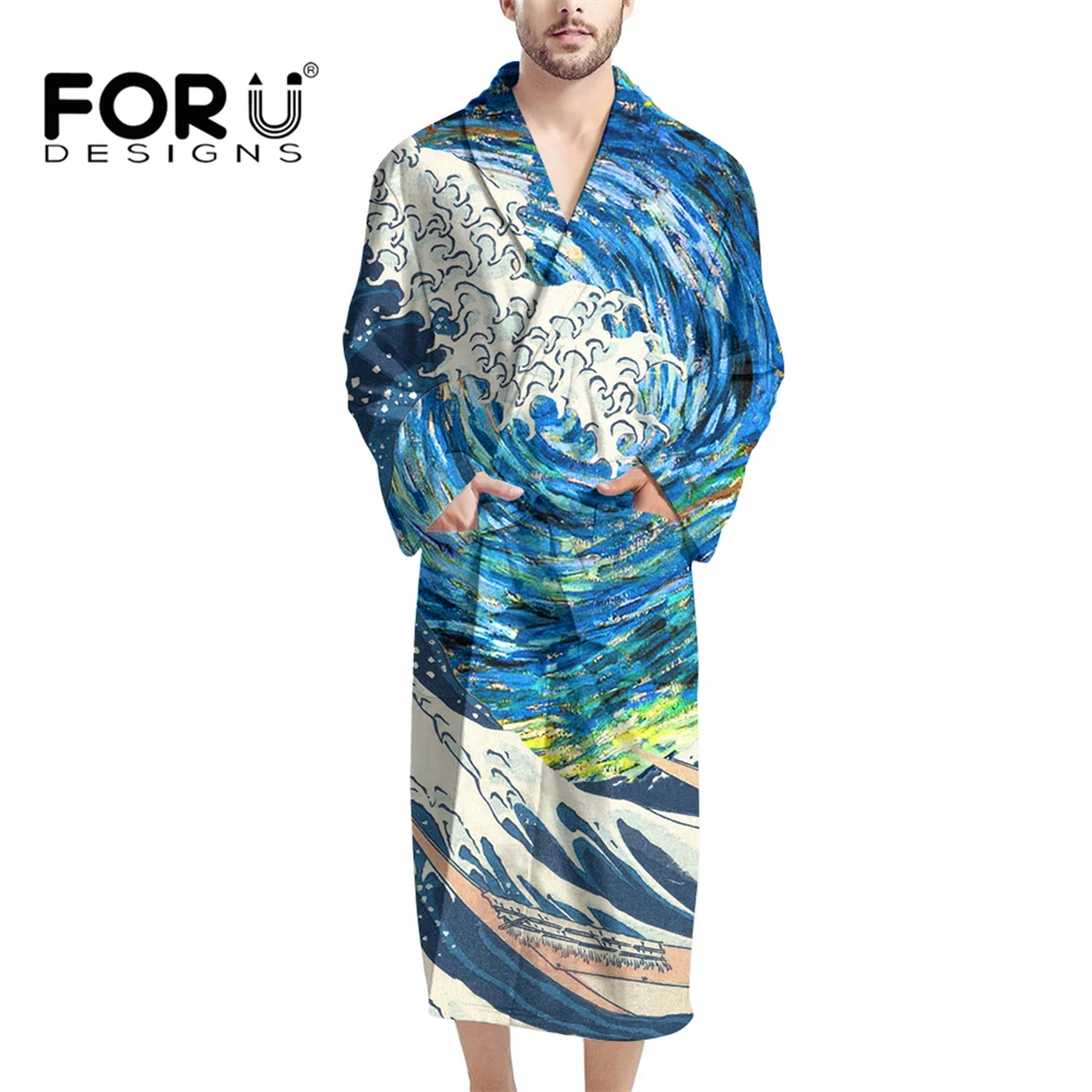 FORUDESIGNS Men's Bathrobe Awesome Wave Japanese Art Terry Flannel Shawl Collar Soft Shower Bath Robes Calf Length Loungewear
FORUDESIGNS Men's Bathrobe Awesome Wave Japanese Art Terry Flannel Shawl Collar Soft Shower Bath Robes Calf Length Loungewear