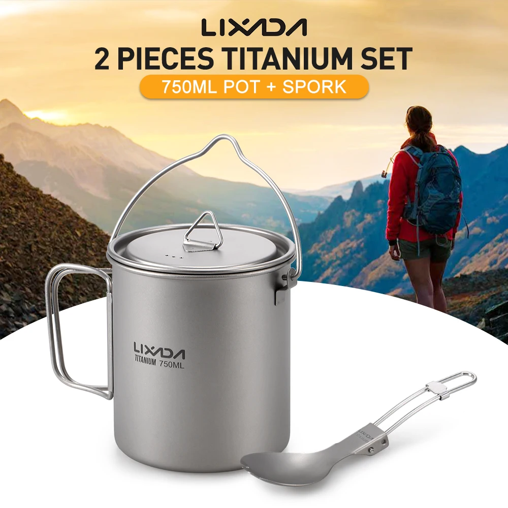 Lixada Lightweight Titanium 750ml Pot Water Cup with Folding Spork for Outdoor Hiking Backpacking Picnic Camping Cookware
Lixada Lightweight Titanium 750ml Pot Water Cup with Folding Spork for Outdoor Hiking Backpacking Picnic Camping Cookware