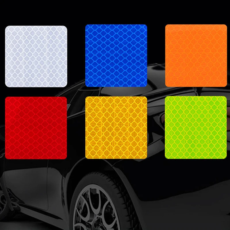 

100Pcs 5X5cm Reflective Warning Strip Tape Car Bumper Reflective Strips Secure Reflector Stickers Decals Car Styling
