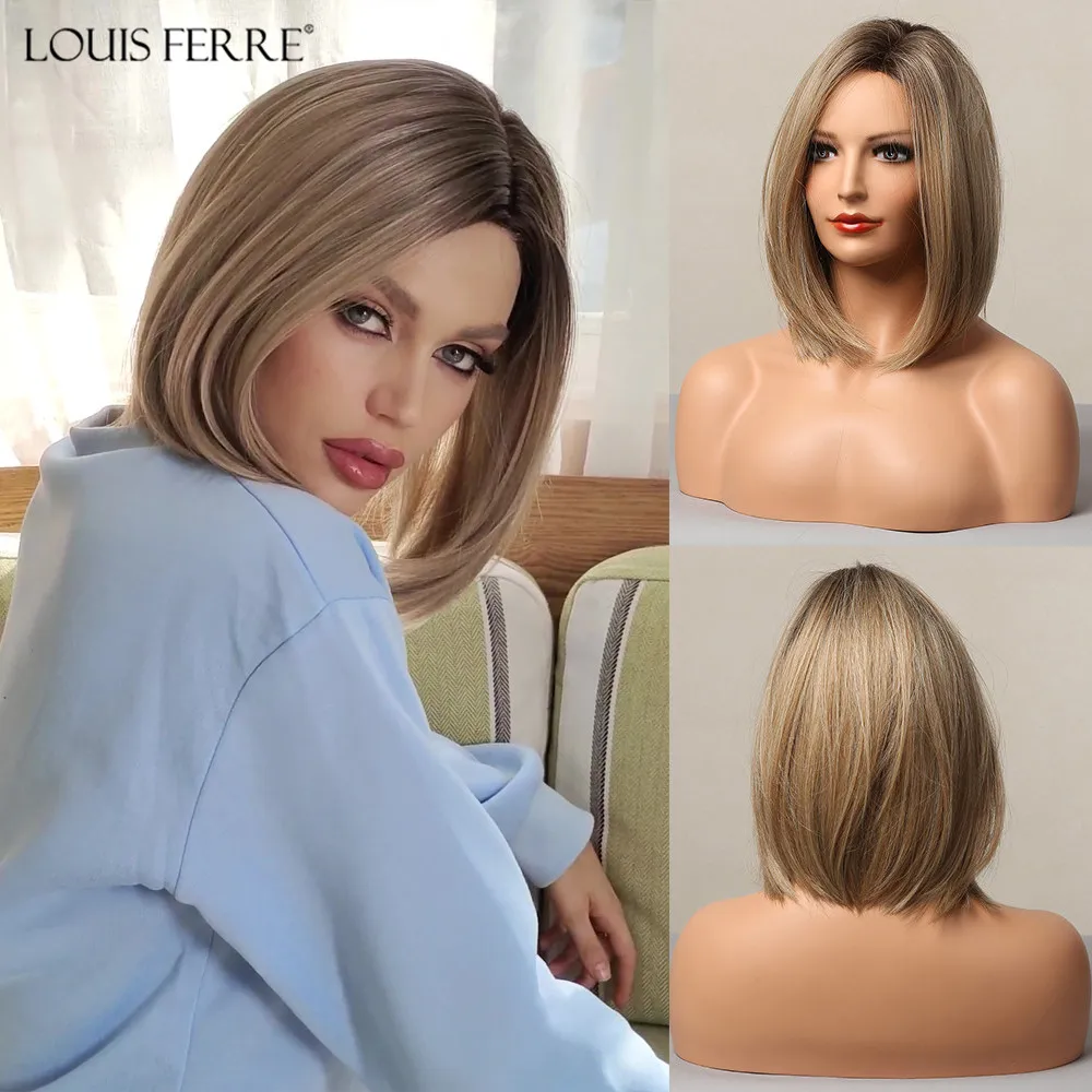Парик LOUIS FERRE для женщин средней длины короткие Синтетические прямые с эффектом