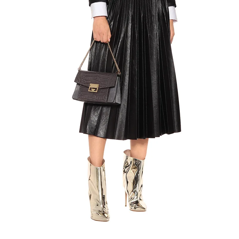 Fashion women's Silver Patent Leather pointed stiletto high heel Mid Calf
Fashion women's Silver Patent Leather pointed stiletto high heel Mid Calf