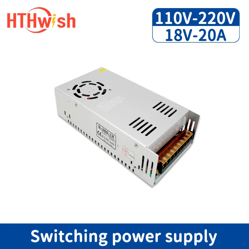 HTHwish 18V 20A Switching Power Supply 220V To 18 Volt Power Supply 360W Transformer AC TO DC LED Driver for Led Strip CCTV
HTHwish 18V 20A Switching Power Supply 220V To 18 Volt Power Supply 360W Transformer AC TO DC LED Driver for Led Strip CCTV