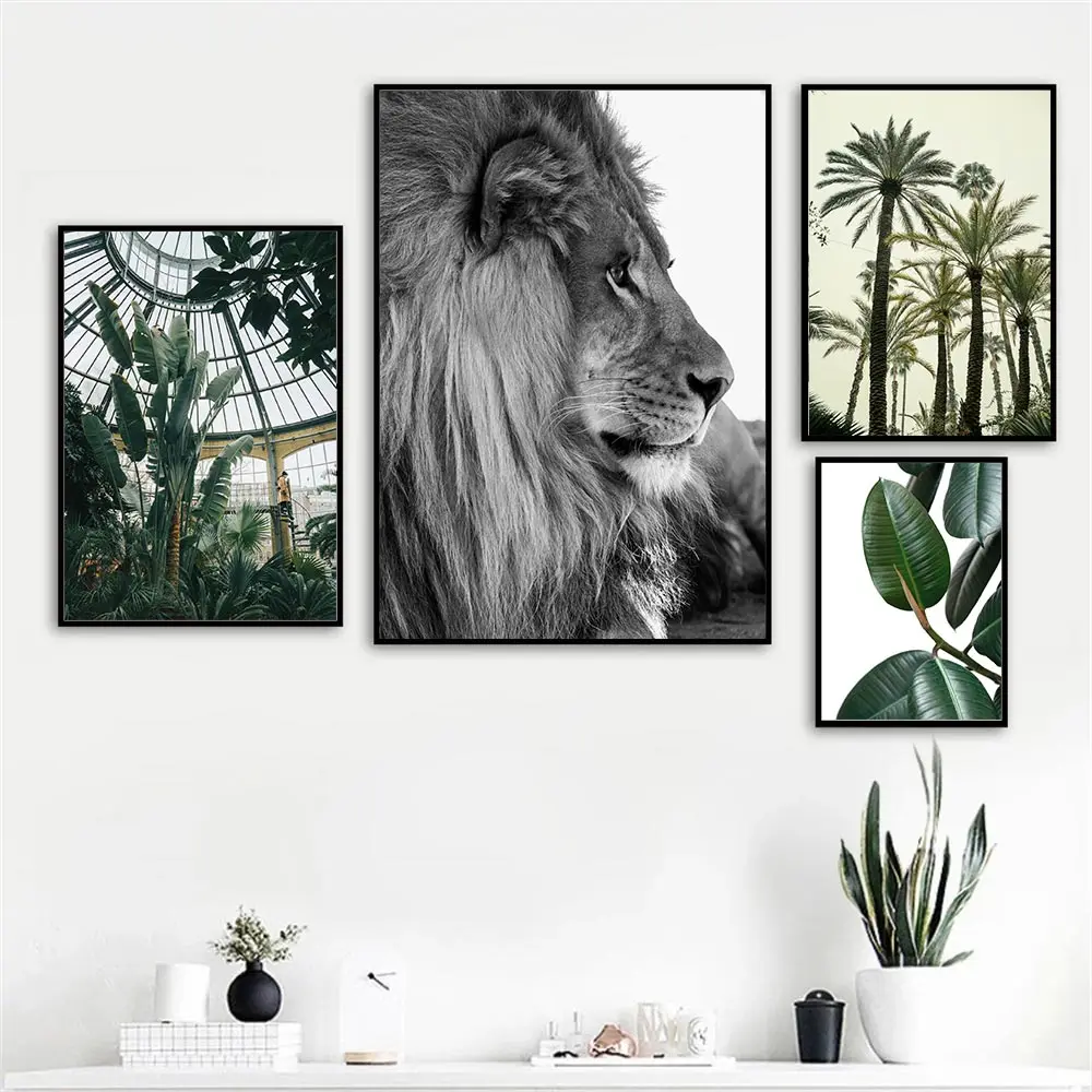Nordic Lion Elephant Animal Wall Art Poster Green Leaf Art Print Tropical Tree Plant Canvas Painting Landscape Living Room Decor
Nordic Lion Elephant Animal Wall Art Poster Green Leaf Art Print Tropical Tree Plant Canvas Painting Landscape Living Room Decor
