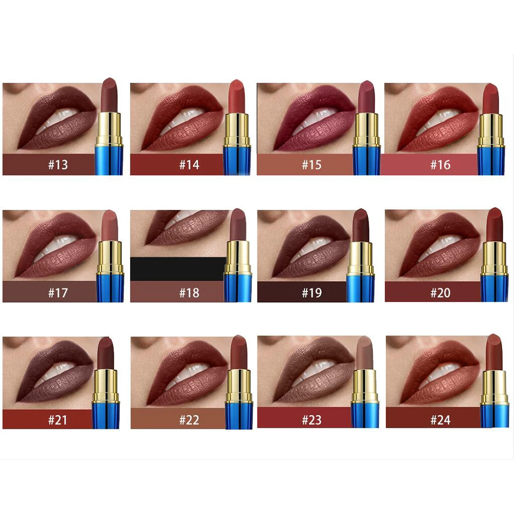 24 Color Lipstick Matte Sexy Makeup Matte Lipsticks Waterproof Lip Stick Beauty Lips Cosmetic
24 Color Lipstick Matte Sexy Makeup Matte Lipsticks Waterproof Lip Stick Beauty Lips Cosmetic