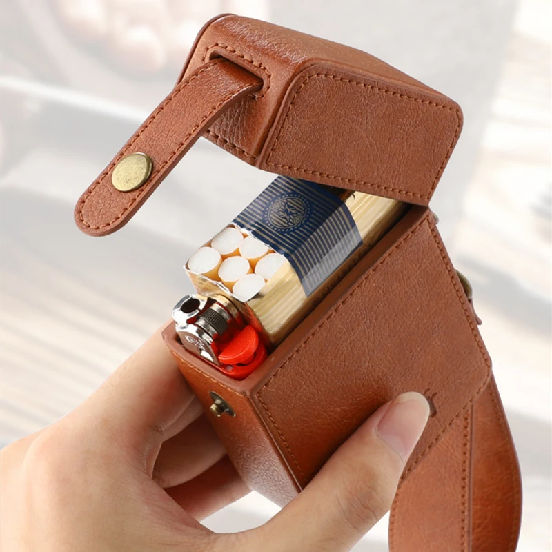 Genuine Leather Cigarette Case Cover Luxury PU Leather Cigarettes Box Holder Big Capacity Lighter Sleeve Gadgets for Women Men
Genuine Leather Cigarette Case Cover Luxury PU Leather Cigarettes Box Holder Big Capacity Lighter Sleeve Gadgets for Women Men
