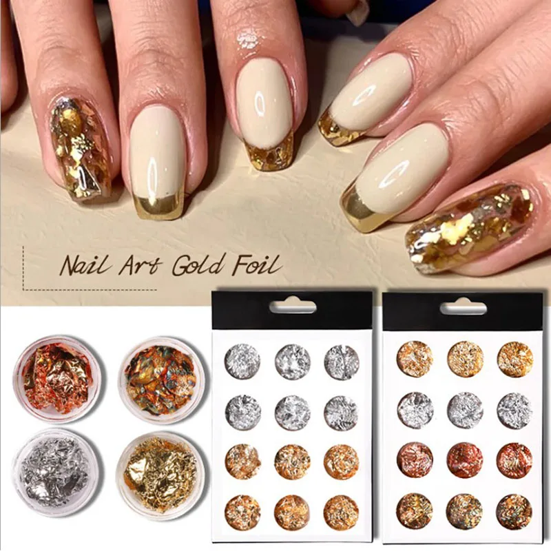 New And High Quality 12 pcs/Set Ultra-Thin Fashion Nail Gold Foil Platinum Pieces Gold Cong Nail Jewelry Nail Decoration Gift
New And High Quality 12 pcs/Set Ultra-Thin Fashion Nail Gold Foil Platinum Pieces Gold Cong Nail Jewelry Nail Decoration Gift