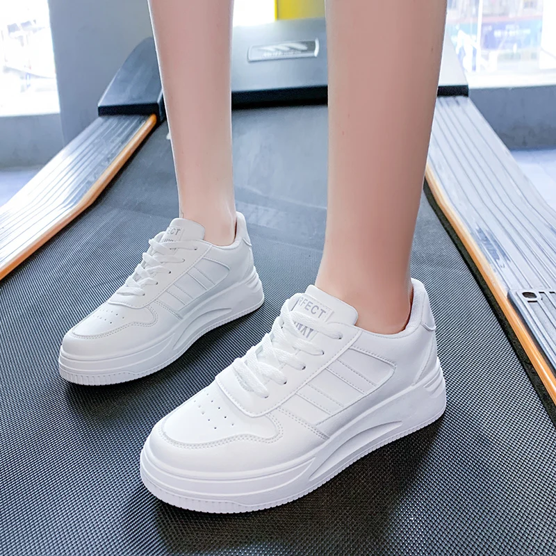Women Vulcanize Shoes Fashion White Platform Sneakers Thick Sole Lace Up PU Leather Spring Chunky Sneakers Female Casual Shoes
Women Vulcanize Shoes Fashion White Platform Sneakers Thick Sole Lace Up PU Leather Spring Chunky Sneakers Female Casual Shoes